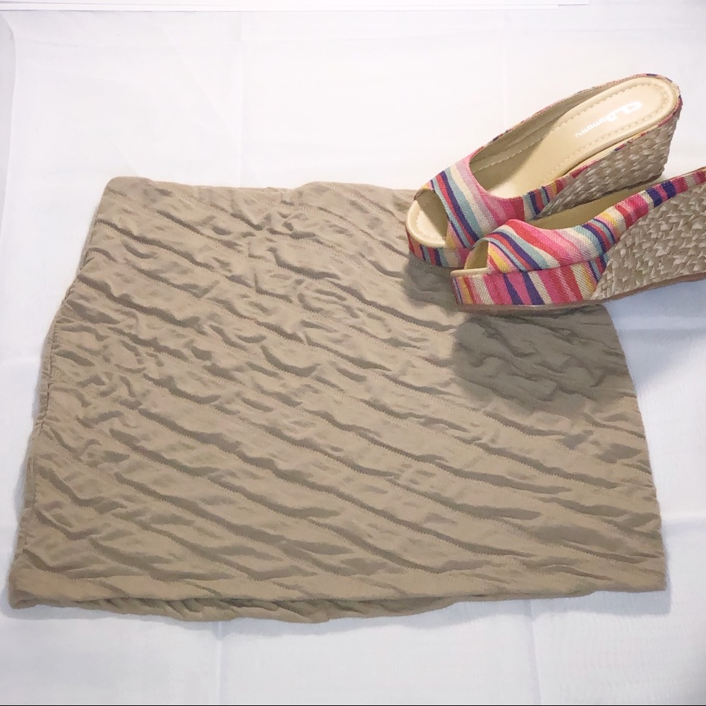 Tan polyester mini skirt
